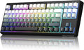 M87V2 87 Keys Membrane Gaming Wireless Keyboard80% TKL Layout Side Printed Keys Retro Cute CreamyRGB Backlit 4000mAh 2.4G/BT/Wired Computer Silent Keyboard for MAC PC-Gradient Black