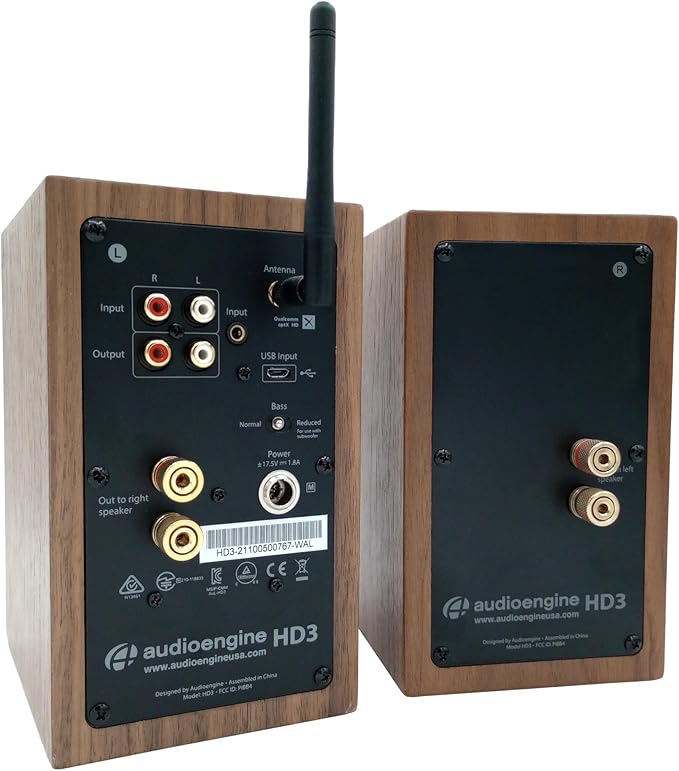 Audioengine A2 HD Walnut Computer Speakers with S8 White Subwoofer and DS1M Stands