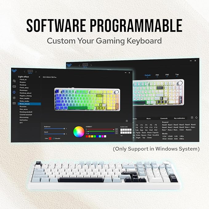 MechLands Aula F99 PRO 96% Mechanical Gaming Keyboard BT5.0/USB-C/2.4GHz Wireless Hot Swappable Gasket Custom Keyboard with 8000mAH Battery Rotary Knob RGB Backlit for Win/Mac (White Blue)