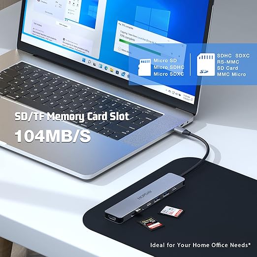 7 in 1 USB C Hub HOPDAY Dual Display USB C Adapter with 4K HDMI USB 3.0 100W Type C PD SD/TF MacBook Pro/Air Docking Station for HPLenovo DellSurfaceand Other Type C Devices