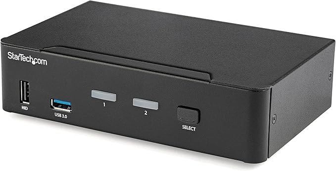 StarTech.com 2 Port DisplayPort KVM Switch - 4K 60Hz - Single Display - Dual Port UHD DP 1.2 USB KVM Switch with Integrated USB 3.0 Hub &amp Audio-Dell HP Apple Lenovo-TAA Compliant (SV231DPU34K) Bl