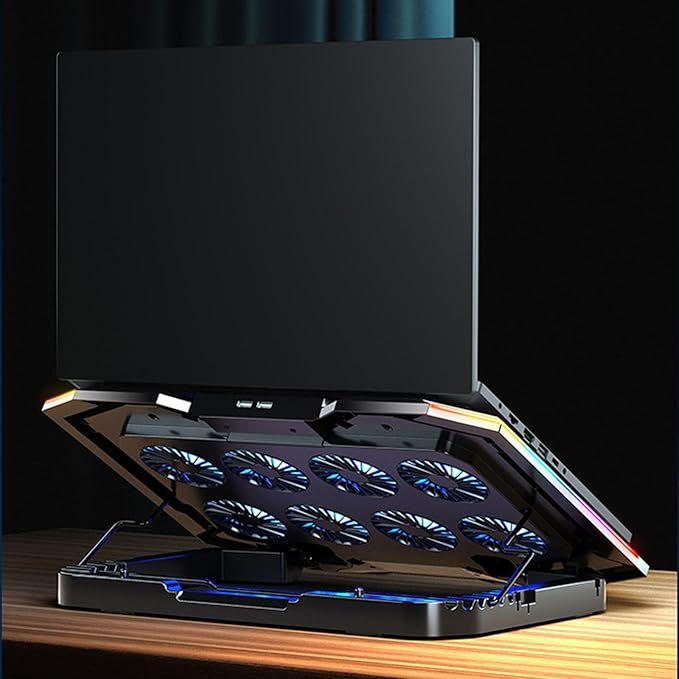 Gaming Laptop Cooling Pad 8 Fans Quiet Radiator Notebook Bracket Adjustable Phone Stand for Laptop 12-18inch