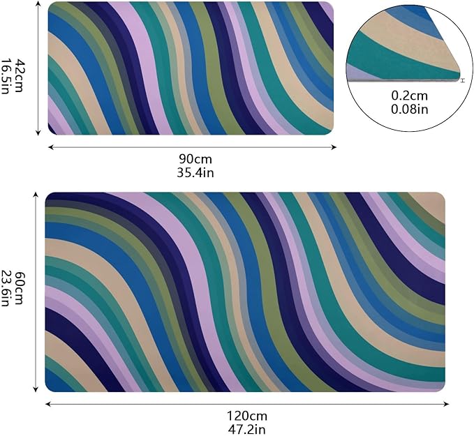 Mouse Pad Desk Mat Leather Desk Pad Large Gaming Desk Cover Protector Mat for Keyboard Computer Laptop Office Waterproof 47.2 x 23.6 Inch Swirls Waves