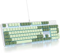 Owpkeenthy Full Size Green Mechanical Gaming Keyboard with Number Pad Wired 100% Office NKRO Keyboard RGB Backlit 104 Keys with Red Switch for PC Gamer (104 Matcha)