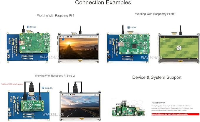waveshare for Raspberry Pi 5 inch Resistive TFT Touch Screen 800x480 TFT LCD Display Touchscreen HDMI Module Kit Direct-Connect with Raspberry Pi 3 Model B B+ 2 Model B 1 Model A A+