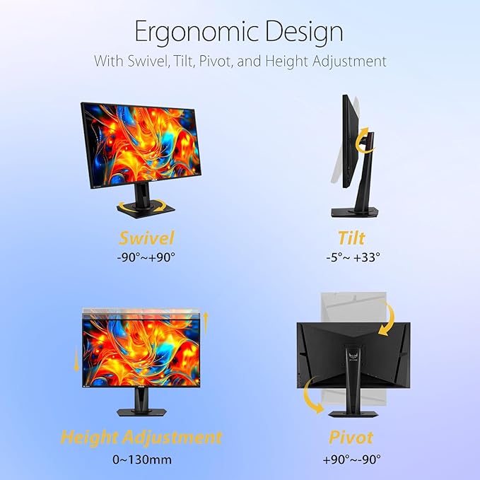 ASUS TUF 27 IPS Gaming Monitor 2K (2560 x 1440) LED Display 165Hz 1ms G-SYNC HDR 10 100% sRGB Anti-Glare M VESA Mountable Ajustable Stand DisplayPort x1 HDMI x2