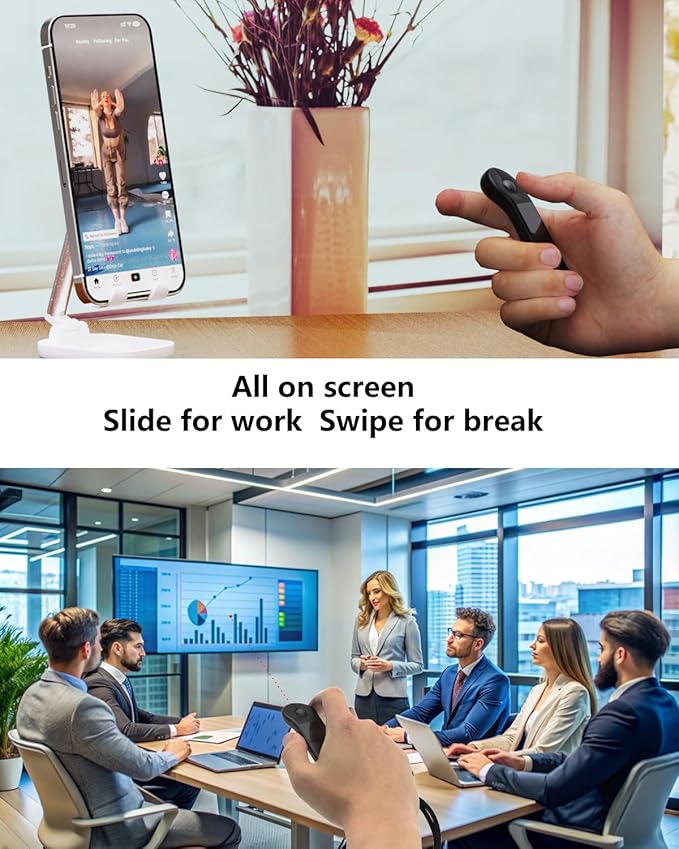 Air Mouse Bluetooth Presenter with Touchpad for PC/iOS/Android Rechargeable Remote Control for PowerPoint/Keynote/TikTok/Camera/Kindle App (Black)