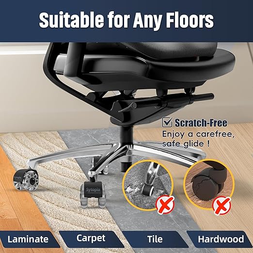 Sytopia Office Chair Wheels Replacement 2.5 Inch Heavy Duty Casters Set of 5 for Carpet and Hardwood Floors Universal Size 11x22mm Fits 99% Grey