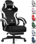 GTPLAYER Gaming Chair with Footrest Big and Tall Game Chair High Back Computer Office Chair with Lumbar Support for Adults Ergonomic Swivel Games Chair with Cushion Gaming Fabric Black