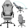 Gaming Chair Fabric with Pocket Spring CushionErgonomic Computer Office Chair Cloth with Footrest and HeadrestHigh Back Game Chair with Lumbar SupportAdjustable Backrest for AdultsGray