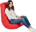 Factory Direct Partners Soft Ergonomic Horizontal Soft Floor Video Rocker - Cushioned Ground Chair Great for Reading Gaming or Watching TV for Kids Teens and Adults - Red 10489-RD