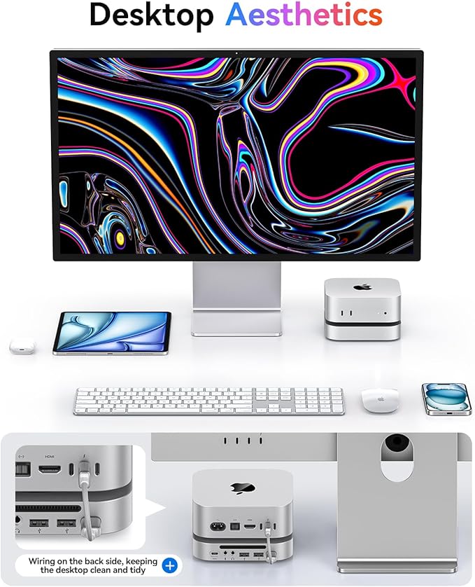 ORICO MiniMate Pro+ 40Gbps Mac mini M4 Docking Stand &amp Hub with Built-in 4TB NVMe SSD (Non-Removable) Mac mini M4 and M4 Pro 2025 Aluminum USB4 Dock 3.5mm Audio I/O 2×USB-A Compatible with USB