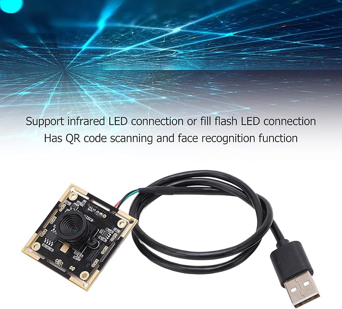 USB Camera Module 1MP 720P with 60° Wide Angle 30FPS Frame Rate - Clear Imaging QR Code Scanning Face Recognition for Easy USB Plug and Play Use