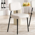 Adjustable Office Computer Chair with Armrest 1pcs Minimalist Comfy Upholstered Dining Chairs with Thick Cushions Seat Back and Metal Legs(White)