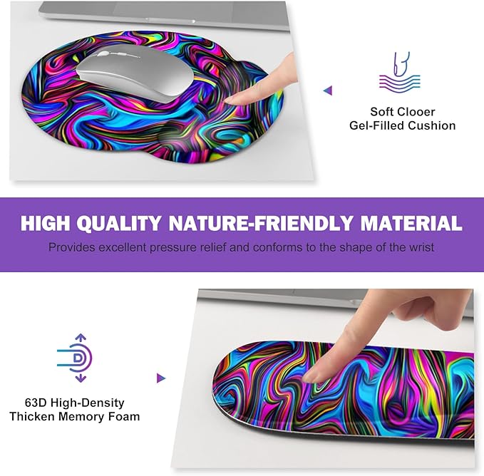 Gaming Mouse Pad Large Desk Mat Cute Desk Pad Protector 4in1 XXL Mousepad + Keyboard Wrist Rest+Mouse Wrist Rest+Coaster Set with Ergonomic Desk Pad for Home Office Computer Dazzling Bright Color