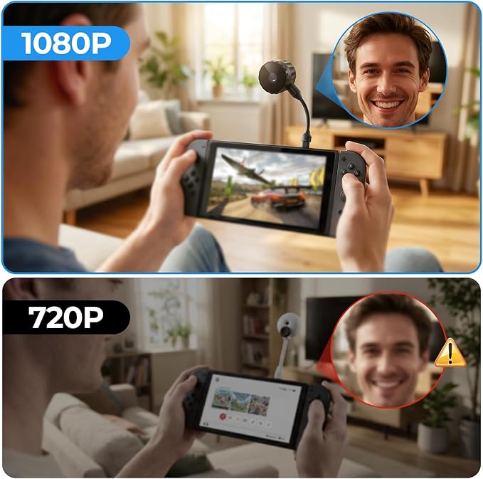 Switch 2 Camera TV Dock Station for Switch 24K@120Hz TV Dock Station 360° Adjustable Webcam with Privacy Cover Multi-Port Docking Station Replacement for Official Switch 2 Dock