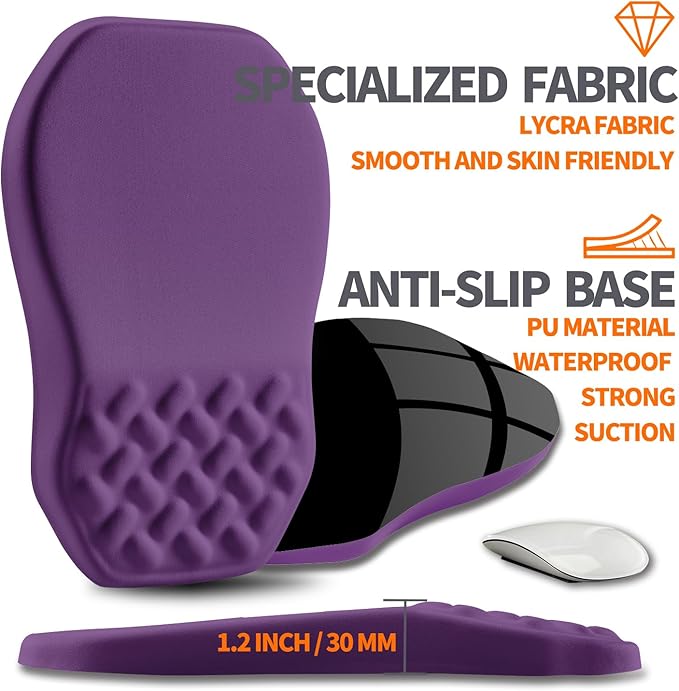 Ergonomic Slope Mouse Pad Wrist Support Wrist Rest Mousepad for Carpal Tunnel Pain Relief with Massage Bulge and Slow Rebound Memory Foam (12x8 inch Deep Purple)