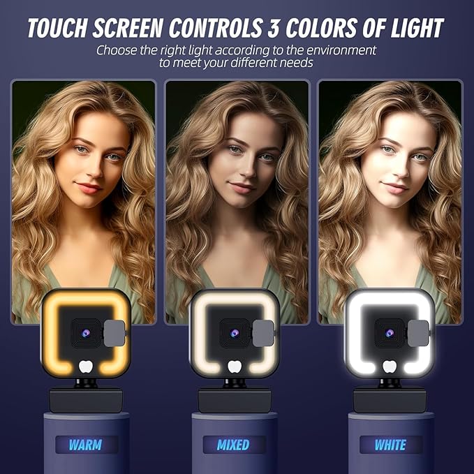 4K Webcam with Microphone and Fill Light HD Autofocus Computer Camera for Pc Laptop Desktop Video Calling Fine Workmanship