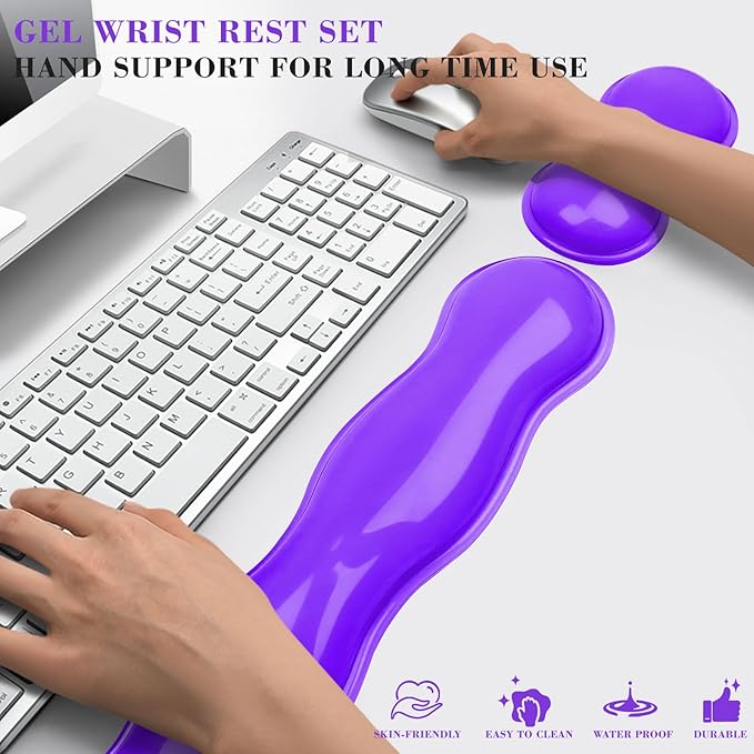Gel Wrist Rest for Keyboard and Mouse Wrist Rest for Keyboard Mouse Wrist Support Pain Relief Cool Touch Non-Skid Keyboard and Mouse Wrist pad Set