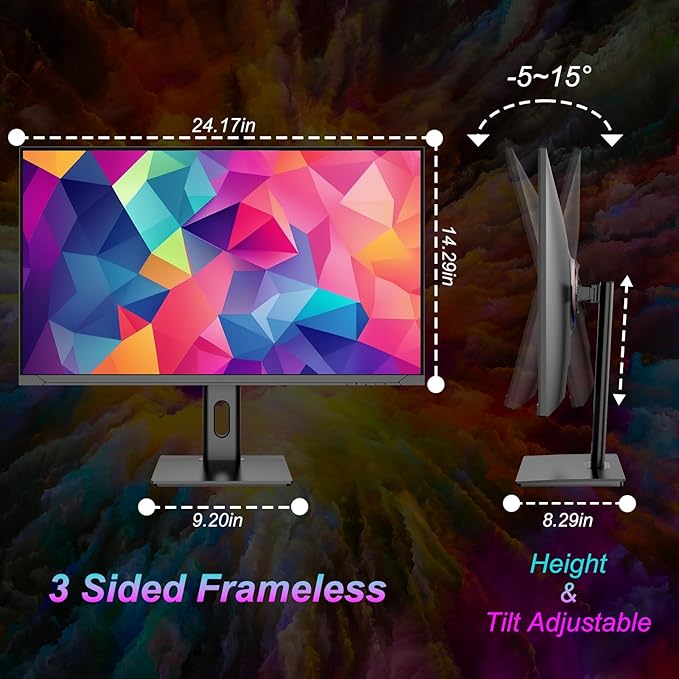 LXZ Gaming Monitor 27 inch 144hz Monitor 3840 * 2160P IPS Display Eye Care DP/HDMI Wall Mount Compatible - Black