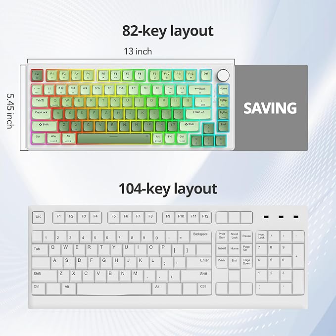 75% Wired Keyboard with Knob 75 Percent Gaming Green Keyboard Hot Swappable Gasket MountWhite Switch82 Keys TKL Mechanical KeyboardNKRO Creamy Keyboard for PC Laptop Windows Gamer(Light green)