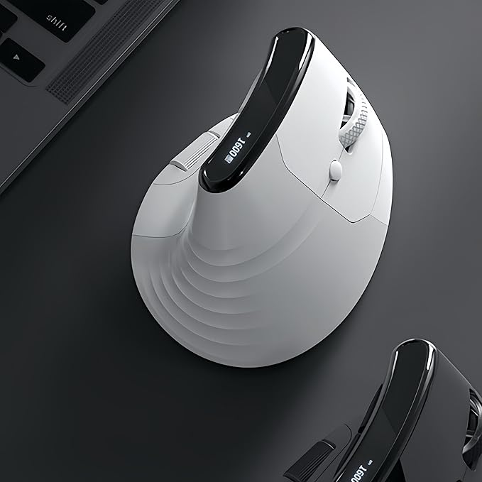 Ergonomic Vertical Mouse Wireless Tri-Mode Bluetooth &amp 2.4G/USB-C Wired Dual Scroll Wheel OLED Display 8000 DPI PixArt 3220 Rechargeable 700mAh Silent Office Mouse for Laptop PC Mac