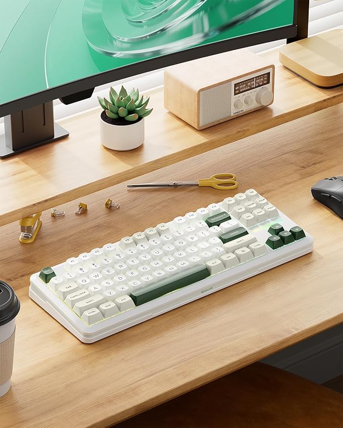 Redragon K734W Wireless Mechanical Keyboard Tri Mode BT5.0/2.4G/USB-C 75% 81 Keys TKL Custom Hot Swappable Gaming Keyboard Pre-lubed Linear SwitchesRGB Gasket Computer Creamy Keyboard for PC/MAC