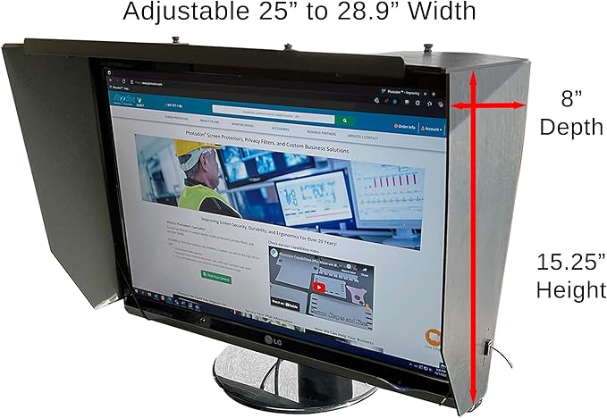 25–28.9 Wide Adjustable Monitor Hood - Enhances Privacy &amp Reduces Glare (Measured by Width Not Diagonal)