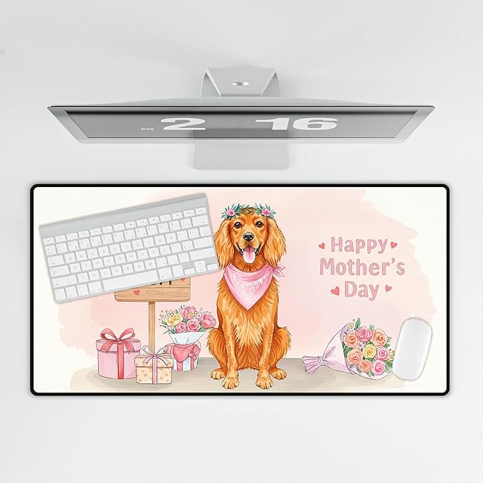Happy Mother's Day English Setter Love Dog Mom Heart Flower Desk Mat Full Keyboard Mouse Pad Dog Lover Large Mousepad 12004