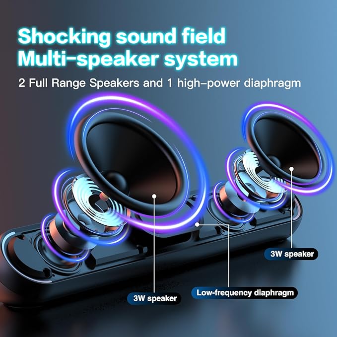 Desktop Computer Speakers Stereo Soundbar Bluetooth 5.3 USB/Type-C Power and Audio Transmission Plug-and-Play Compatible with PC Mac Laptops Monitors RGB Lighting Wired Gaming Speakers