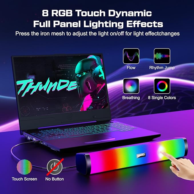 Computer Speakers for Desktop Gaming Speakers with Touch Lights PC Speakers with Surge Clear Sound USB Powered for Computer Desktop PC Laptop Monitor