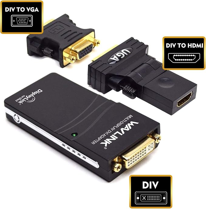 WAVLINK USB to HDMI/DVI/VGA Universal Display Adapter Supports Resolutions up to 1920x1080 Compatible with Windows MacOS ChromeOS Android
