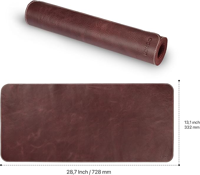 Londo Top Grain Leather Extended Mouse Pad – Large Desk Mat for Office &amp Gaming Smooth Writing Surface Non-Slip Base Durable &amp Stylish Workspace Accessory