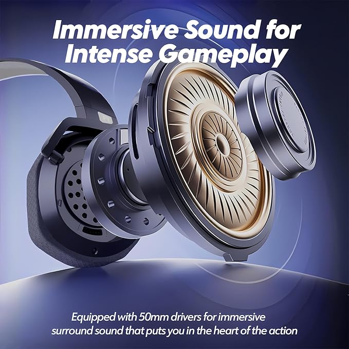 NUBWO Wireless Gaming Headset with Mic for Ps5 Ps4 PC Zero Interference 100-Hour Battery All-Day Play 23ms Sync for Fortnite &amp Call of Duty/FPS Gamers Triple Mode All Devices Compatible - Gra