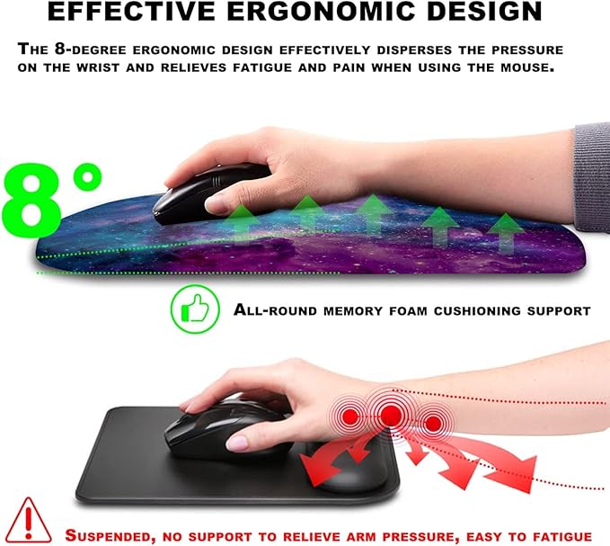 Mouse Pad Wrist Support Ergonomic Mouse Pad with Massage Dot Comfortable Computer Mouse Pad for Laptop Wrist Rest Pain Relief Mousepad with Non-Slip PU Base for Office &amp Home 12 x 8 in