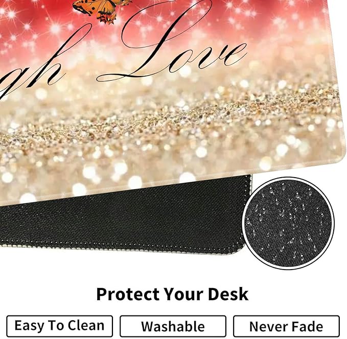 Large XXL Gaming Desk Mat 31.5x 11.8 Ergonomic Keyboard Wrist Rest &amp Mouse Pad Wrist Rest + Coaster Set Non-Slip Base Memory Foam Office and Home Live Laugh Love
