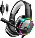 EKSA E1000 USB Gaming Headset for PC Computer Headphones with Microphone/Mic Noise Cancelling 7.1 Surround Sound RGB Light - Wired Headphones for PS4 PS5 Console Laptop Call Center