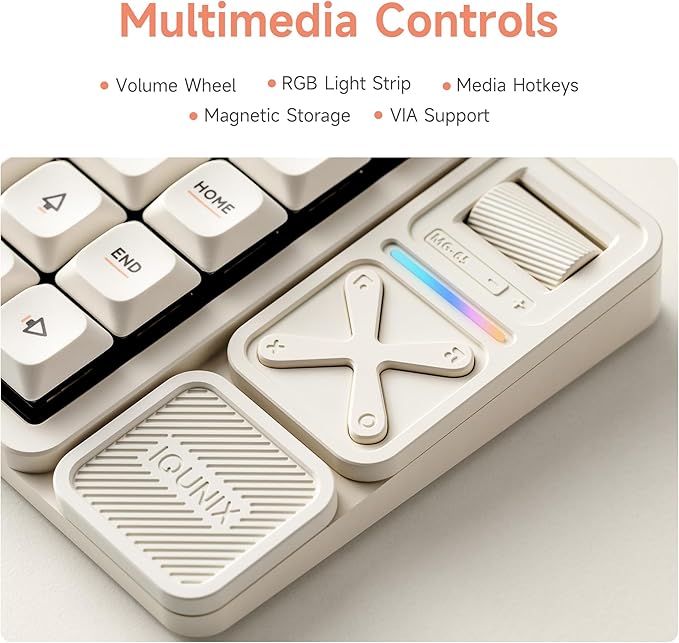 IQUNIX Magi75 Pro Low-Profile Wireless Mechanical Keyboard 75% Layout Hot-Swappable Creamy Linear RGB Backlit Full Aluminum VIA Customizable for Mac/Windows/Linux (Media Controls)