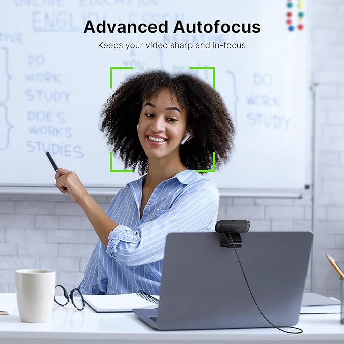 NexiGo 1080P 60FPS Webcam with Software Control and Microphone AutoFocus w/Privacy Cover N680P Pro Computer Web Camera for Skype Zoom Teams Mac PC Laptop Desktop