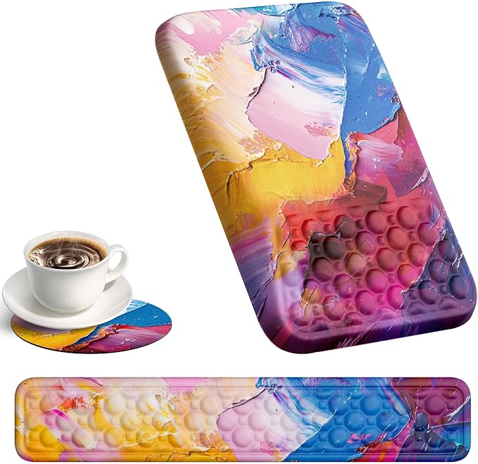 Ospelelf Ergonomic Wrist Rest for Computer Keyboard Pad Large Arm Rest Wrist Support for Mouse Relieve Wrist Pain Multicolored