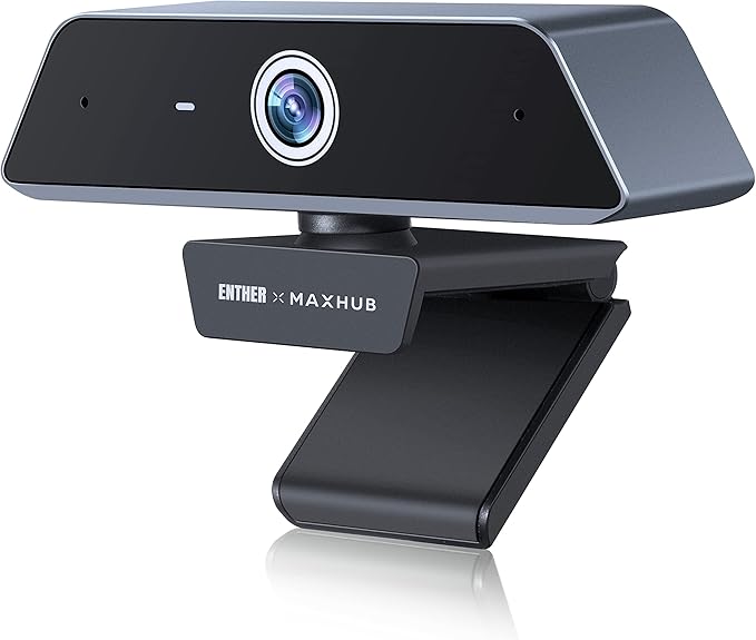 Enther &amp MAXHUB Webcam 4k Webcam with Microphone for Computer with Noise-Canceling Mic Fast Auto Focus and Full HD Auto Light Correction Works with Microsoft Teams Zoom Skype Stream