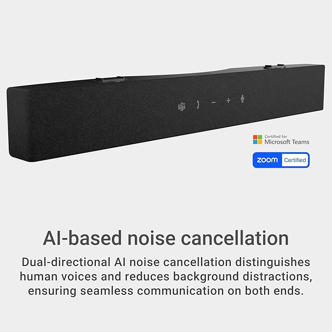 Dell Pro Premium Conferencing Soundbar - SB725 - Controls End/Call/Volume Down/Volume Up/MS Teams LED Status Indicator Wired AI-Based Noise Cancellation Superior Audio Experience