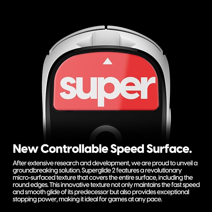 Superglide2 - New Controllable Speed Textured Surface Smoothest Mouse Feet/Skates Made with Ultra Strong Glass Smooth and Durable Sole for Logitech G Pro X Superlight2 (Type-C Red)