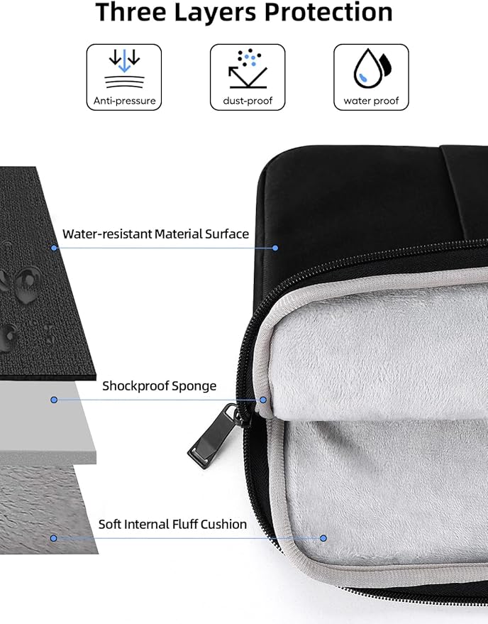EVICIV Laptop Sleeve Case 22 inch 360° Protective Handbags Portable Computer Cover Bag with Pocket Zipper for 20-22 inch Laptop Portable Monitor Notebook Traveling Briefcase Handbags(Black)