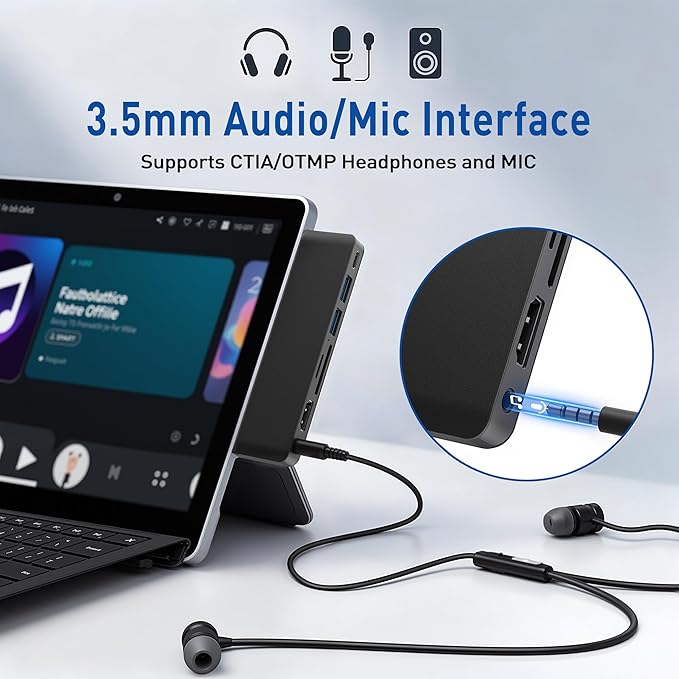 Surface Pro 12 Docking Station Surface Pro 12 Accessories with 4K HDMI Thunerbolt 4 Hub (4K@60Hz Display+ 40Gbps Data+ 100W Charging) 2 USB3.0 SD/TF 3.5mm Audio for Surface Pro 12 inch 2025
