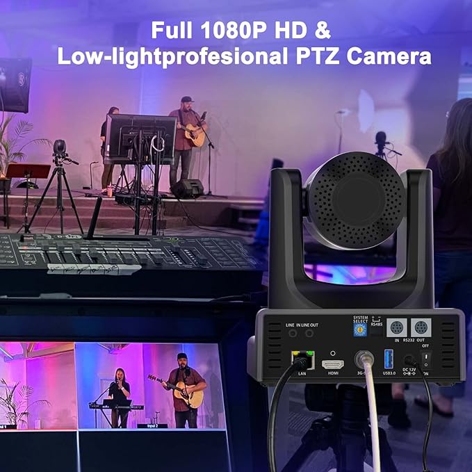 PTZ CameraNDI PTZ Camera with 20X Optical Zoom AI TrackingHDMIPOEIP Live Streaming Simultaneous 3G-SDI and USB Video Output for Church Conferences TeachingvMix OBS etc