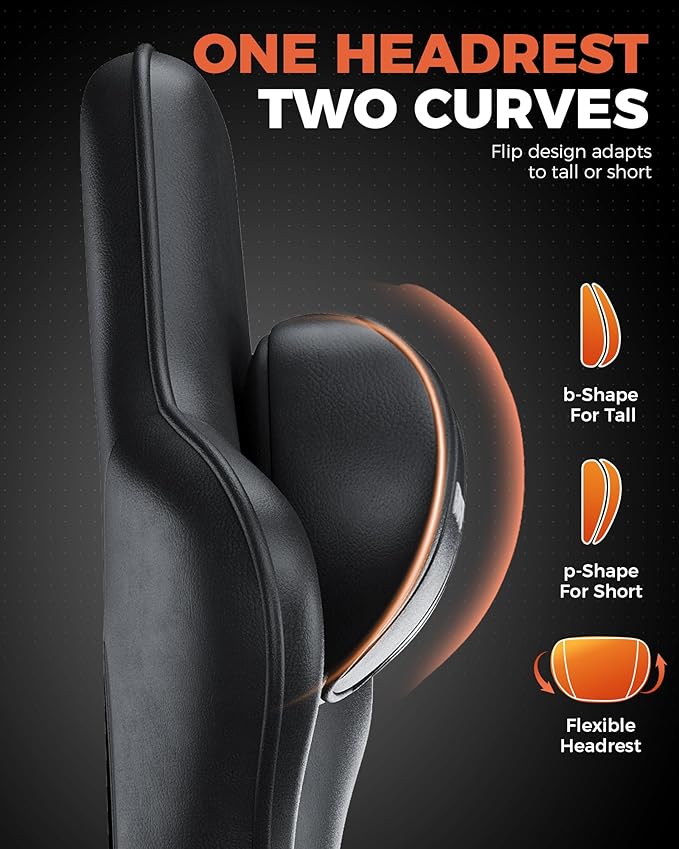 GTPLAYER Big and Tall Gaming Chair with Footrest Ergonomic Office Desk Chair with 4.4in Thick Cushion and Wide Wingless Seat Comfortable Leather Computer Chair Predator Series Satin Black