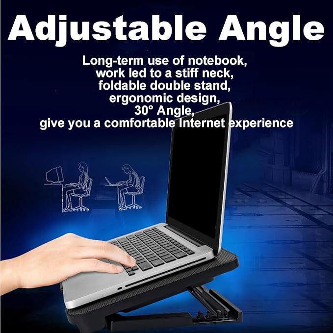 Laptop Cooling Pad - Adjustable Stand with Fan for 15.6 Notebooks Computer Cooling Fan | Laptop Ventilation Fan Stable Computer Cooler Silent Cooling Stand to Prevent Overheating