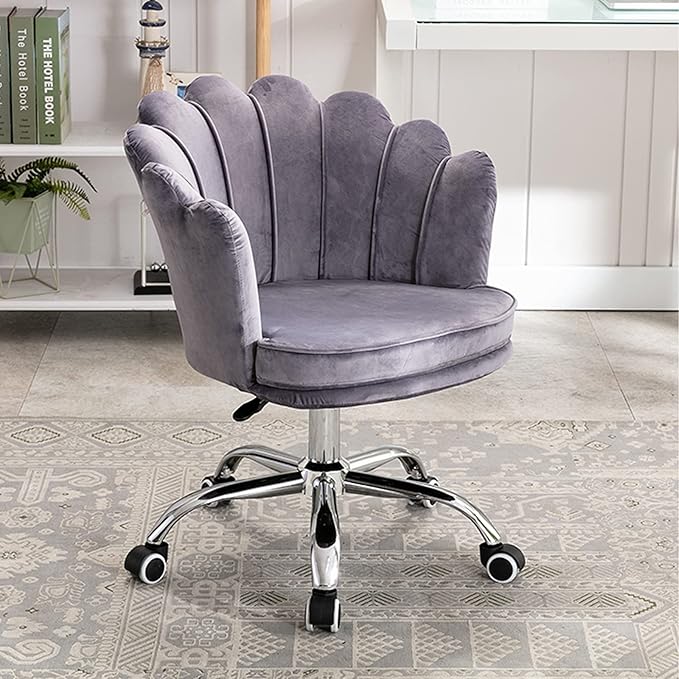 Velvet Dresser Chair Ergonomic Office Game Chairs Bedroom Swivel Recliner Chair with Adjustable Sit Height Home Chair Living Room for Gaming