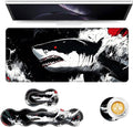 Keyboard Mouse Pad Set Extended Gaming Mouse Pad+Ergonomics Keyboard Wrist Rest Support Memory Foam Easy Typing Pain Relief 4Pcs XL Ultra Thick Desk MatGreat White Shark